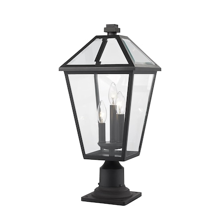 Z-Lite Talbot 3 Light Outdoor Pier Mounted Fixture, Black & Clear Beveled 579PHBR-533PM-BK